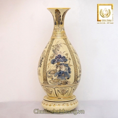 Bình Tỳ Bà Gốm Chu Đậu Tứ Cảnh Vẽ Vàng 24K RG-000381
