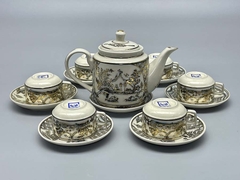 Bộ Ấm Trà Cảnh Đồng Quê Gốm Chu Đậu Vẽ Vàng 24K RG-000603