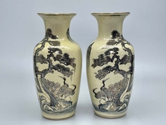 Bình Cắm Hoa Gốm Chu Đậu Vẽ Vàng Kim RG-000757