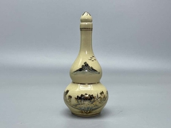 Nậm Rượu Họa Tiết Hoa Sen Gốm Chu Đậu Vẽ Vàng Kim