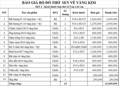 Bộ Đồ Thờ Gốm Chu Đậu Hoa Sen Vẽ Vàng 1,57m x 61cm