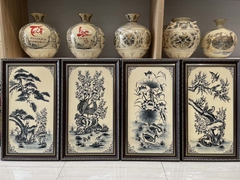 Bộ Tranh Tứ Quý Bốn Mùa 65x38cm Gốm Chu Đậu Truyền Thống