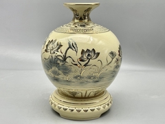 Bình Tích Lộc Hoa Sen H23 Gốm Chu Đậu Vẽ Vàng 24K