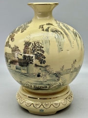 Bình Tài Lộc Phong Cảnh H35 Gốm Chu Đậu Vẽ Vàng