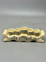 Bộ Kỷ 5 Chén Nước Hoa Sen Gốm Chu Đậu Truyền Thống