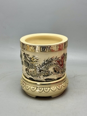 Bát Hương Đắp Nổi Gốm Chu Đậu Vẽ Vàng Kim RG-000646