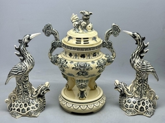 Bộ Đỉnh Hạc Cao 52cm Gốm Chu Đậu Truyền Thống