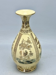 Bình Tỳ Bà Gốm Chu Đậu Tứ Cảnh Vẽ Vàng 24K RG-000545