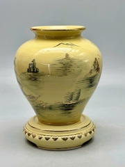 Bình Cát Tường Thuận Buồm Xuôi Gió Cao 27cm Gốm Vẽ Vàng