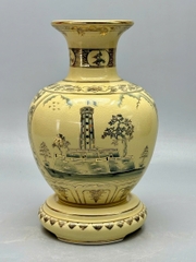 Bình Bảo Chậu Nhị Cảnh Thuận Buồm Xuôi Gió - Cột Cờ Hà Nội Cao 25cm Vẽ Vàng