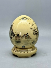 Quả Trứng Tài Lộc Cao 20cm Gốm Vẽ Vàng