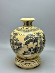 Bình Hút Lộc Tứ Cảnh Sơn Thuỷ Cao 42cm Gốm Chu Đậu Truyền Thống