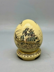 Quả Trứng Tài Lộc Cao 20cm Gốm Vẽ Vàng