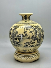 Bình Hút Lộc Tứ Cảnh Sơn Thuỷ Cao 42cm Gốm Chu Đậu Truyền Thống