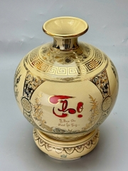 Bình Hút Lộc Tứ Cảnh Chữ Thọ Cao 36cm Gốm Chu Đậu Vẽ Vàng