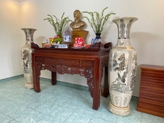 Lục Bình Tứ Cảnh Sơn Thuỷ Cao 1,82m Gốm Chu Đậu Vẽ Vàng