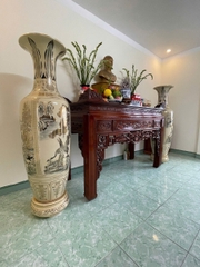 Lục Bình Tứ Cảnh Sơn Thuỷ Cao 1,82m Gốm Chu Đậu Vẽ Vàng
