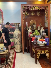 Lục Bình Tứ Cảnh Sơn Thuỷ 1,66m Gốm Chu Đậu Vẽ Vàng 24K