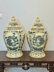 Choé Hoạ Tiết Tứ Linh Cao 52cm Gốm Truyền Thống