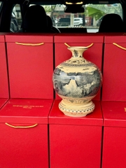 Bình Hút Lộc Cao 29,5cm Hoạ Tiết Thuỷ Điện Sông Đà Vẽ Vàng