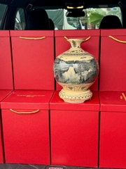 Bình Hút Lộc Cao 29,5cm Hoạ Tiết Thuỷ Điện Sông Đà Vẽ Vàng