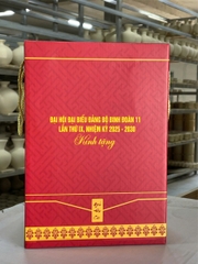 Bình Hút Lộc Tứ Cảnh Chữ Phúc Cao 29,5cm Gốm Vẽ Vàng
