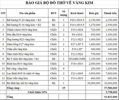 Bộ Đồ Thờ Hoạ Tiết Sen + Đỉnh Hạc Ban Thờ 1,75m Gốm Vẽ Vàng