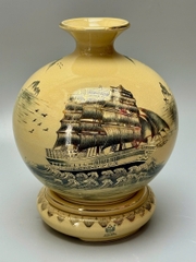 Bình Hút Lộc Thuận Buồm Xuôi Gió Cao 28cm Gốm Vẽ Vàng