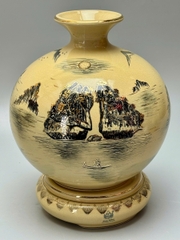 Bình Hút Lộc Thuận Buồm Xuôi Gió Cao 28cm Gốm Vẽ Vàng