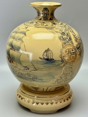 Bình Hút Lộc Cao 42cm Thuận Buồm Xuôi Gió - Công Thành Danh Toại Màu Coban Vẽ Vàng