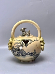 Bình Vôi Cao 44cm Hoạ Tiết Làng Quê Việt Nam Gốm Chu Đậu Truyền Thống