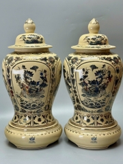 Đôi Choé Hoạ Tiết Tứ Linh Long Li Quy Phụng Cao 65cm Gốm Chu Đậu Vẽ Vàng