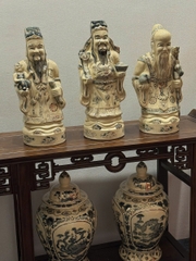 Bộ Tượng 3 Ông Tam Đa Cao 50cm Gốm Chu Đậu Vẽ Vàng