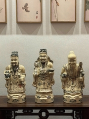 Bộ Tượng 3 Ông Tam Đa Cao 50cm Gốm Chu Đậu Vẽ Vàng