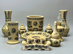 SET Đồ Thờ Cho Ban Thờ 1,53m Hoạ Tiết Rồng Trầu Gốm Chu Đậu Truyền Thống