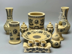 SET Đồ Thờ Cho Ban Thờ 1,53m Hoạ Tiết Rồng Trầu Gốm Chu Đậu Truyền Thống