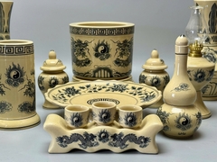 SET Đồ Thờ Cho Ban Thờ 1,53m Hoạ Tiết Rồng Trầu Gốm Chu Đậu Truyền Thống