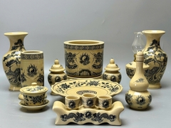 SET Đồ Thờ Cho Ban Thờ Mini Từ 1,07m đến 1,27m Gốm Chu Đậu Truyền Thống