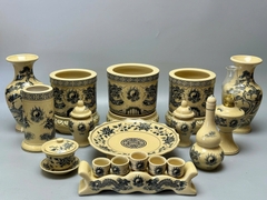 Bộ Đồ Thờ Cho Ban Thờ 1,53m Đến 1,75m Gốm Chu Đậu Truyền Thống