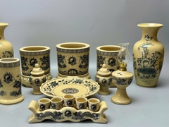 Bộ Đồ Thờ Cho Ban Thờ 1,57m đến 1,75m Gốm Chu Đậu Truyền Thống