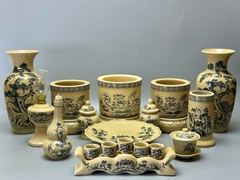 SET Đồ Thờ Hoa Sen Cho Ban Thờ 1,57m đến 1,75m Gốm Chu Đậu Truyền Thống