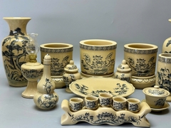 SET Đồ Thờ Hoa Sen Cho Ban Thờ 1,57m đến 1,75m Gốm Chu Đậu Truyền Thống