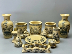 Bộ Đồ Thờ Hoạ Tiết Hoa Sen Cho Ban Thờ 1,75m Gốm Chu Đậu Truyền Thống