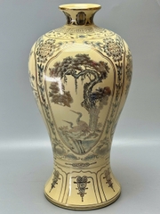 Mai Bình Tứ Cảnh Bốn Mùa Cao 60cm Gốm Chu Đậu Vẽ Vàng