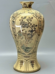 Mai Bình Tứ Cảnh Bốn Mùa Cao 60cm Gốm Chu Đậu Vẽ Vàng