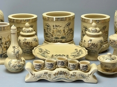 Bộ Đồ Thờ Hoa Sen Cho Ban 1,75m Gốm Chu Đậu Vẽ Vàng