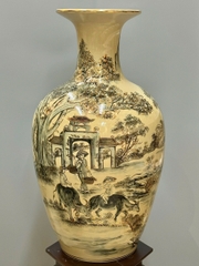 Bảo Bình Hoạ Tiết Làng Quê Việt Nam Vẽ Độc Bản Cao 95cm Vẽ Vàng