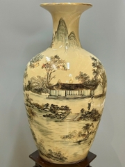 Bảo Bình Hoạ Tiết Làng Quê Việt Nam Vẽ Độc Bản Cao 95cm Vẽ Vàng