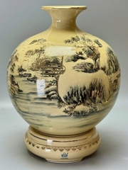 Bình Hút Lộc Sơn Thủy Hữu Tình Hoạ Tiết Độc Bản Cao 48cm Gốm Vẽ Vàng