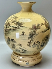 Bình Hút Lộc Sơn Thủy Hữu Tình Hoạ Tiết Độc Bản Cao 48cm Gốm Vẽ Vàng